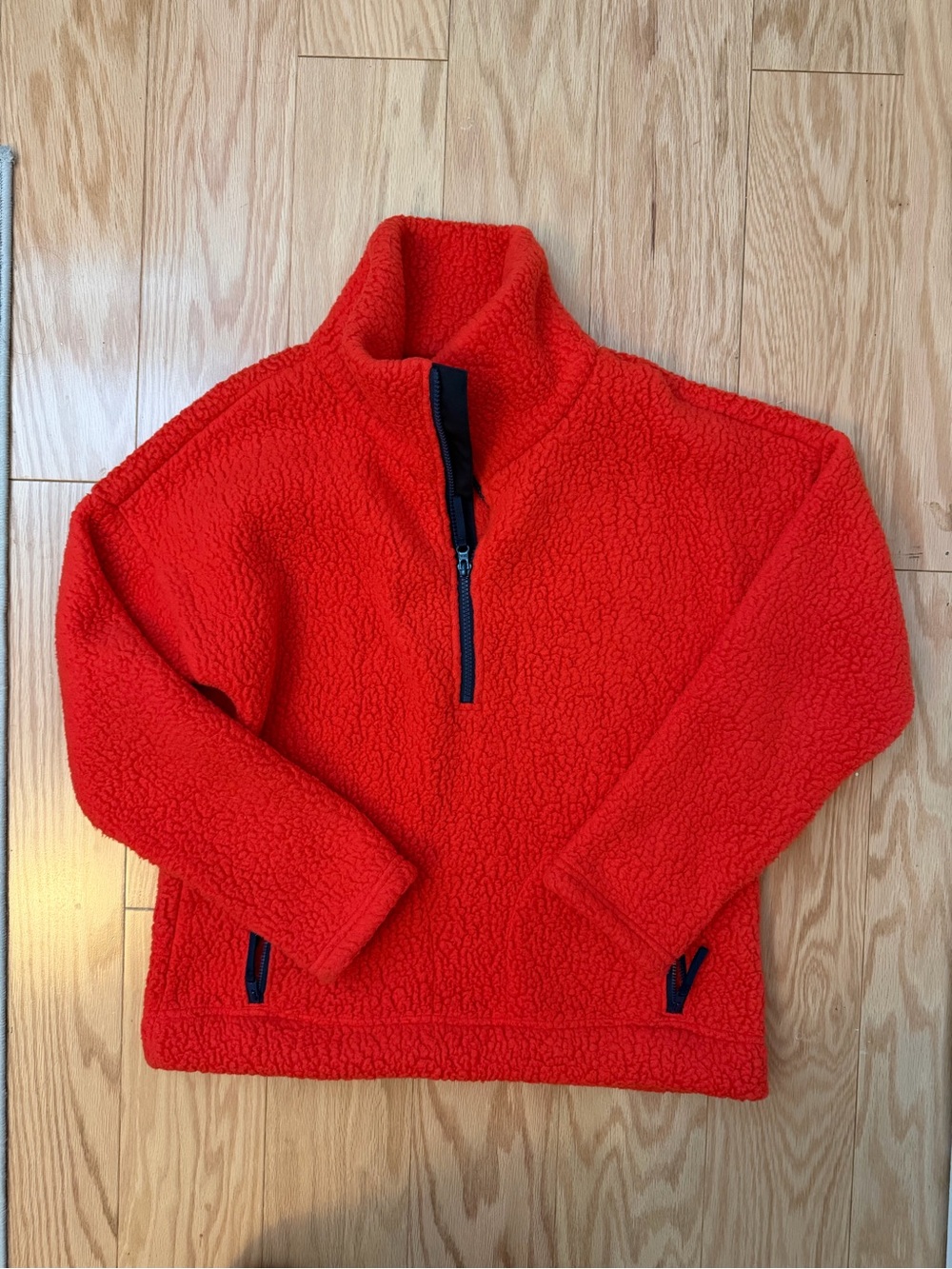 J Crew Red Sherpa Zip Fleece Sweater S